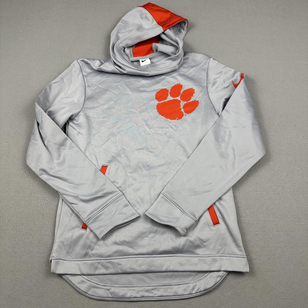 Clemson Tigers Sweatshirt Men Medium Gray Nike Football Therma Scuba Hoodie M